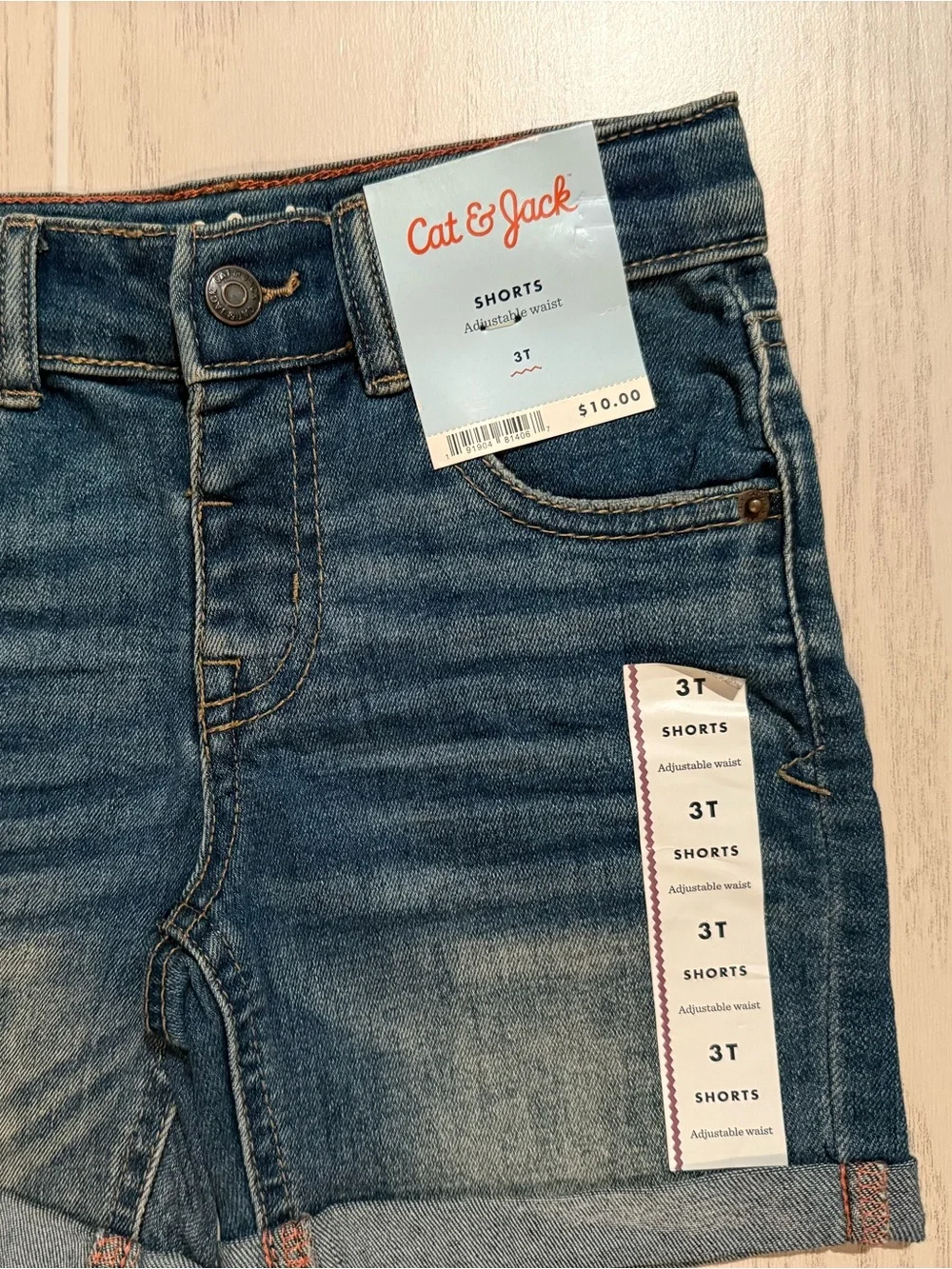 Cat And Jack Denim Shorts Boys 3T Blue Adjustable‎ Waist NWT